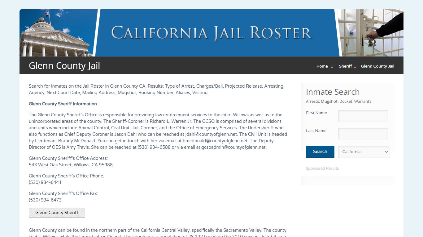 Glenn County Jail | Jail Roster Search